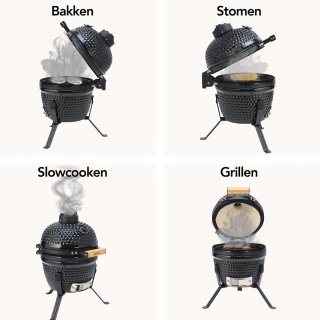 Aviro Kamado BBQ Egg 13 Inch Zwart Inclusief Hoes