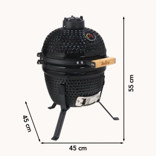 Aviro Kamado BBQ Egg 13 Inch Zwart Inclusief Hoes
