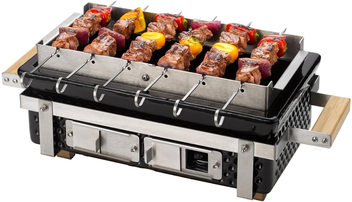 Buitenkado Hibachi Grillrek RVS 6 Spiezen