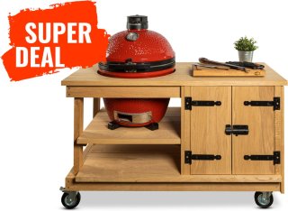 Wat vinden we goed aan de Eiken tafel met kast + Kamado Joe Classic/Big Joe barbecue - Rood