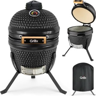 GrillX Kamado BBQ 13 Inch Zwart met Hoes