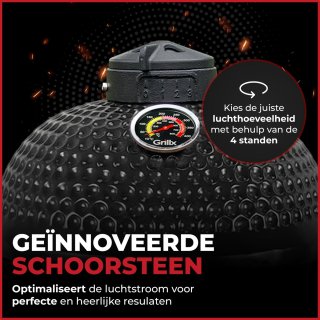 GrillX Kamado BBQ 13 Inch Zwart met Hoes