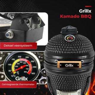 GrillX Kamado BBQ 13 Inch Zwart met Hoes