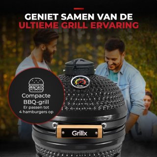 GrillX Kamado BBQ 13 Inch Zwart met Hoes