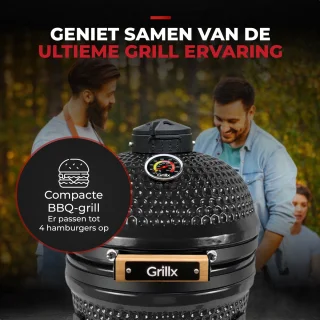 GrillX Kamado BBQ 13 Inch Zwart met Hoes