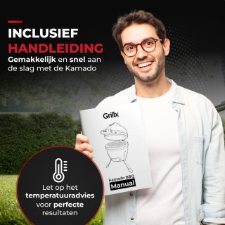 GrillX Kamado BBQ 13 Inch Zwart met Hoes