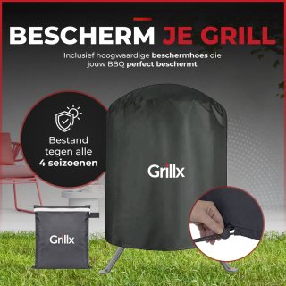 GrillX Kamado BBQ 13 Inch Zwart met Hoes
