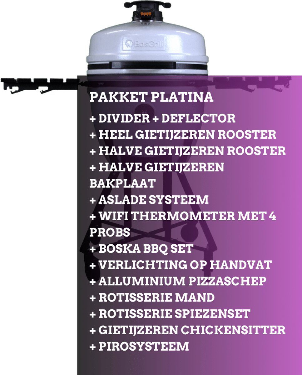 Kamado 21 inch Keramisch Platina Wit