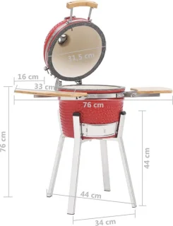 Kamado keramische houtskoolbarbecue 76cm rood