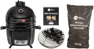 Keij kamado bbq startersset - pro compact black 15 inch