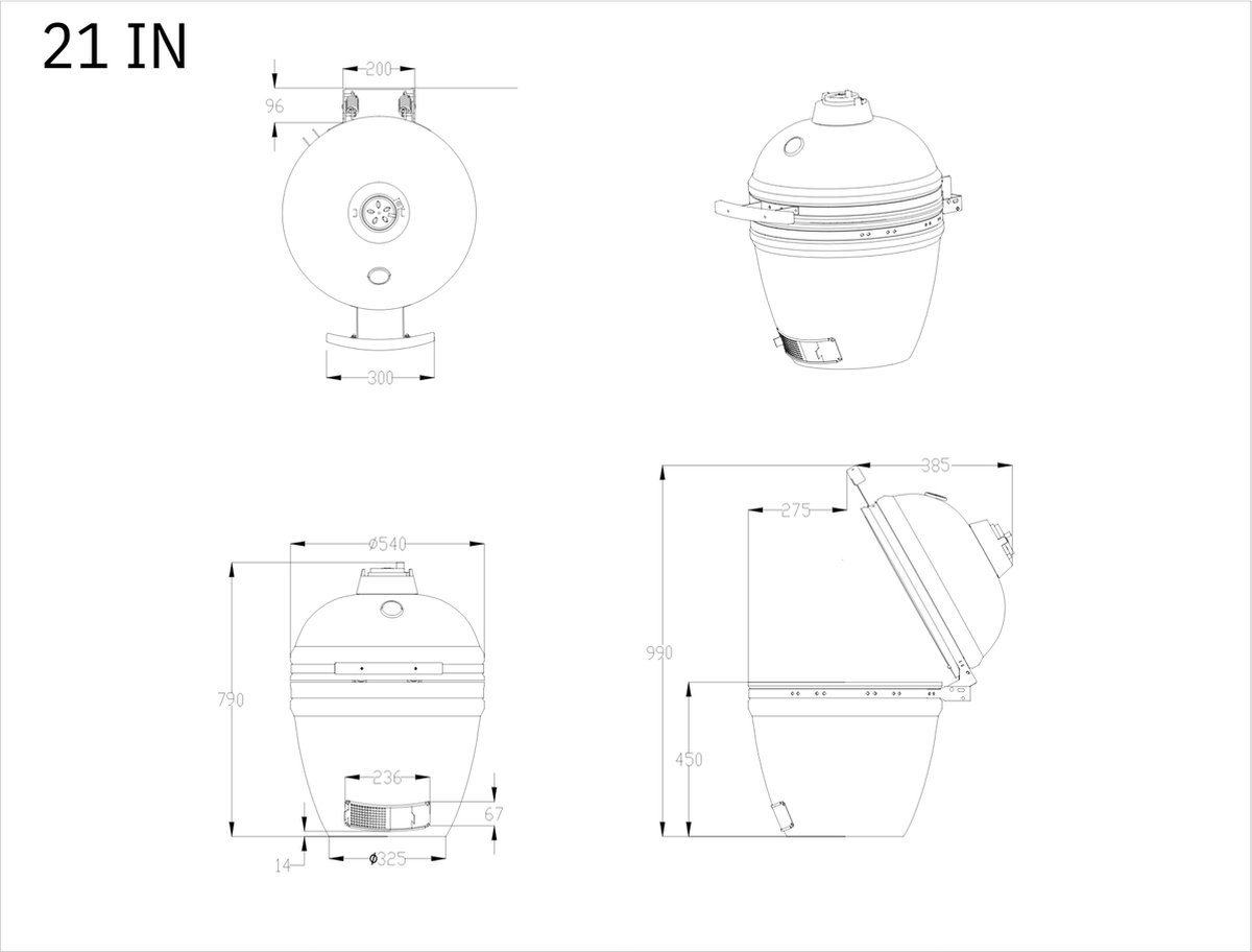 Keramische Kamado 21 inch Goud