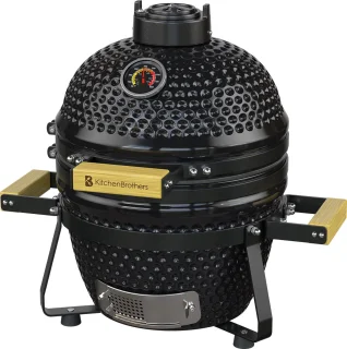 KitchenBrothers Kamado 13 Inch Houtskool BBQ Deluxe Set Zwart