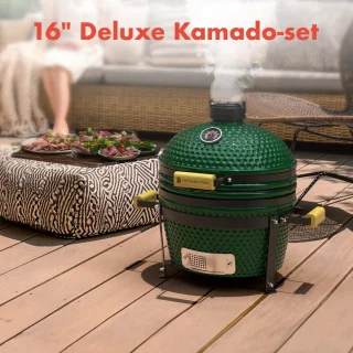 Wat vinden we goed aan de KitchenBrothers Kamado 16 inch (34 cm) Houtskoolbarbecue - Groen