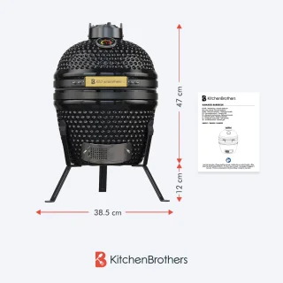 KitchenBrothers Kamado 27 cm Houtskool BBQ Zwart
