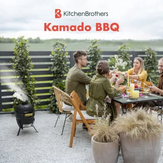 KitchenBrothers Kamado 27 cm Houtskool BBQ Zwart
