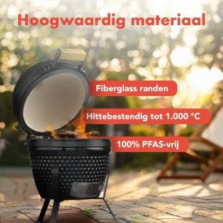 KitchenBrothers Kamado 27 cm Houtskool BBQ Zwart