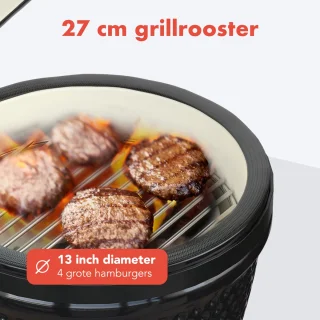 KitchenBrothers Kamado 27 cm Houtskool BBQ Zwart