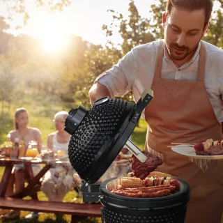 KitchenBrothers Kamado 27 cm Houtskool BBQ Zwart