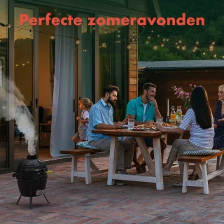 KitchenBrothers Kamado 27 cm Houtskool BBQ Zwart