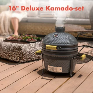 Wat vinden we goed aan de KitchenBrothers Kamado BBQ 16 Inch (34 cm) Houtskool - Grijs