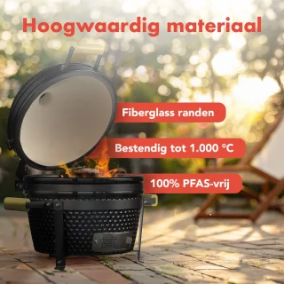 KitchenBrothers Kamado BBQ 16 Inch Deluxe Zwart