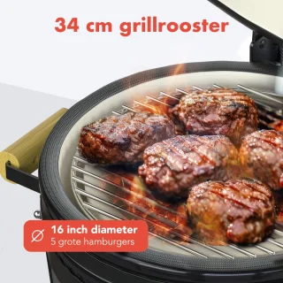 KitchenBrothers Kamado BBQ 16 Inch Deluxe Zwart