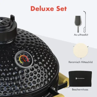 KitchenBrothers Kamado BBQ 16 Inch Deluxe Zwart
