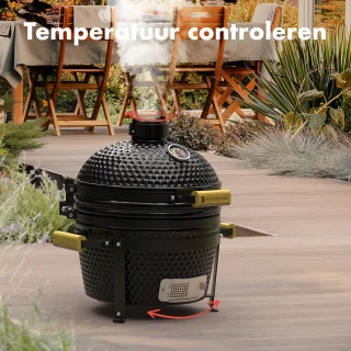 KitchenBrothers Kamado BBQ 16 Inch Deluxe Zwart