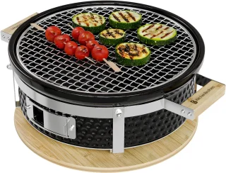 De KitchenBrothers Kamado Hibachi Keramische Tafelgrill Zwart in één oogopslag