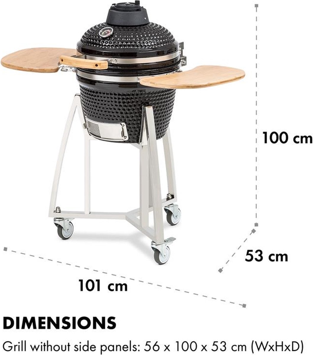 Klarstein Queensize Kamado Grill Keramiek Zwart
