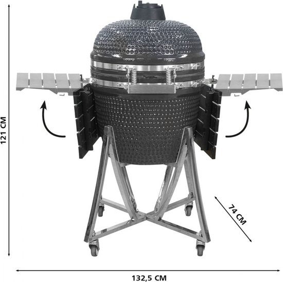 Landmann Kamado 22 Inch Keramische Houtskoolbarbecue Grijs Zwart