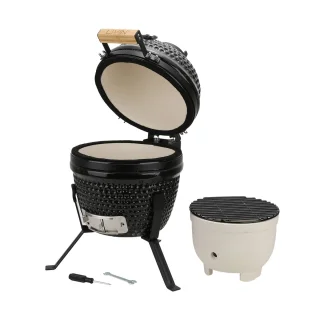 LIVIN' Kamado 13 Inch Zwart Keramische Houtskoolbarbecue met Onderstel