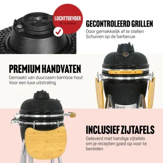 LIVIN' Kamado 18 Inch Zwart Keramisch BBQ Met Onderstel
