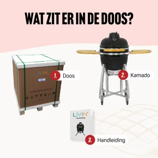 LIVIN' Kamado 18 Inch Zwart Keramisch BBQ Met Onderstel