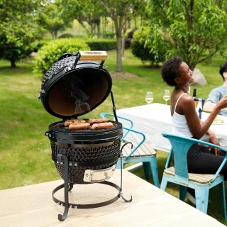 Mini Kamado Keramische Houtskoolbarbecue 33 cm – Zwart