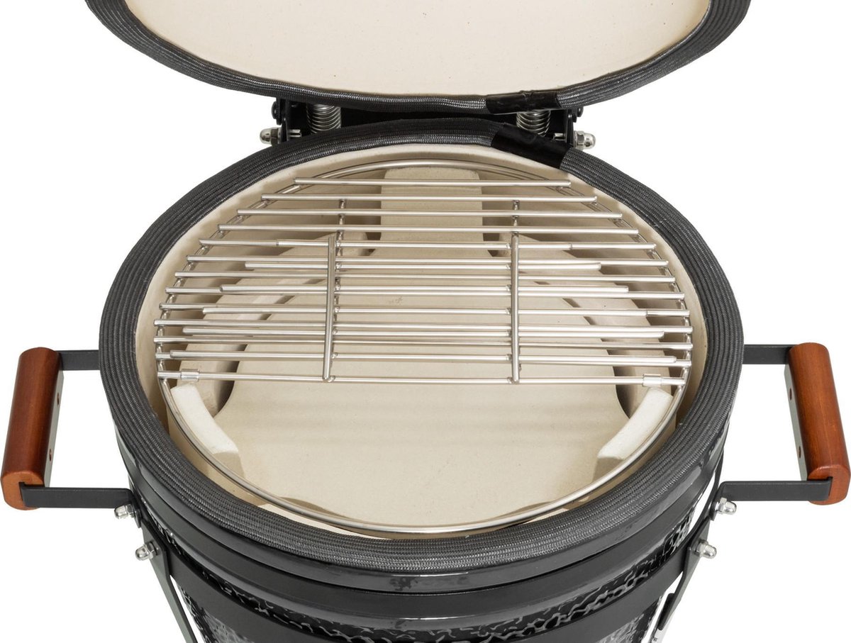 Wat vinden we goed aan de Mustang Kamado S 16 inch keramische barbecue grijs