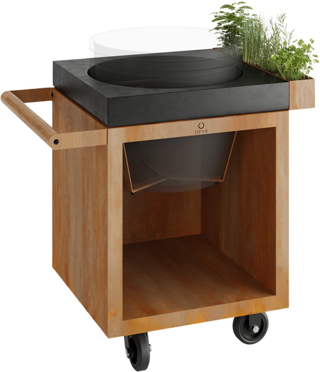 OFYR Kamado Table 65 PRO Corten Concrete BGE