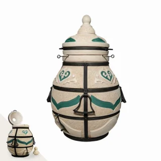 Tandoor Dastarkhan (klapdeksel) – keramische houtgestookte buitenoven, 113 cm