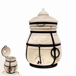 Tandoor Skif (klapdeksel) – keramische houtgestookte buitenoven, verticale Kamado