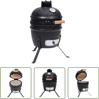 De The Living Store Kamado Barbecue 56 cm keramiek zwart in één oogopslag