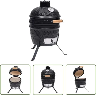 The Living Store Kamado Barbecue 56 cm keramiek zwart