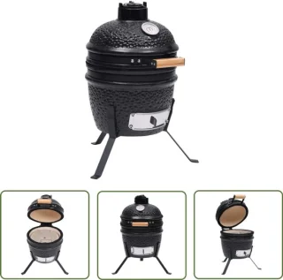 The Living Store Kamado Barbecue 56 cm keramiek zwart