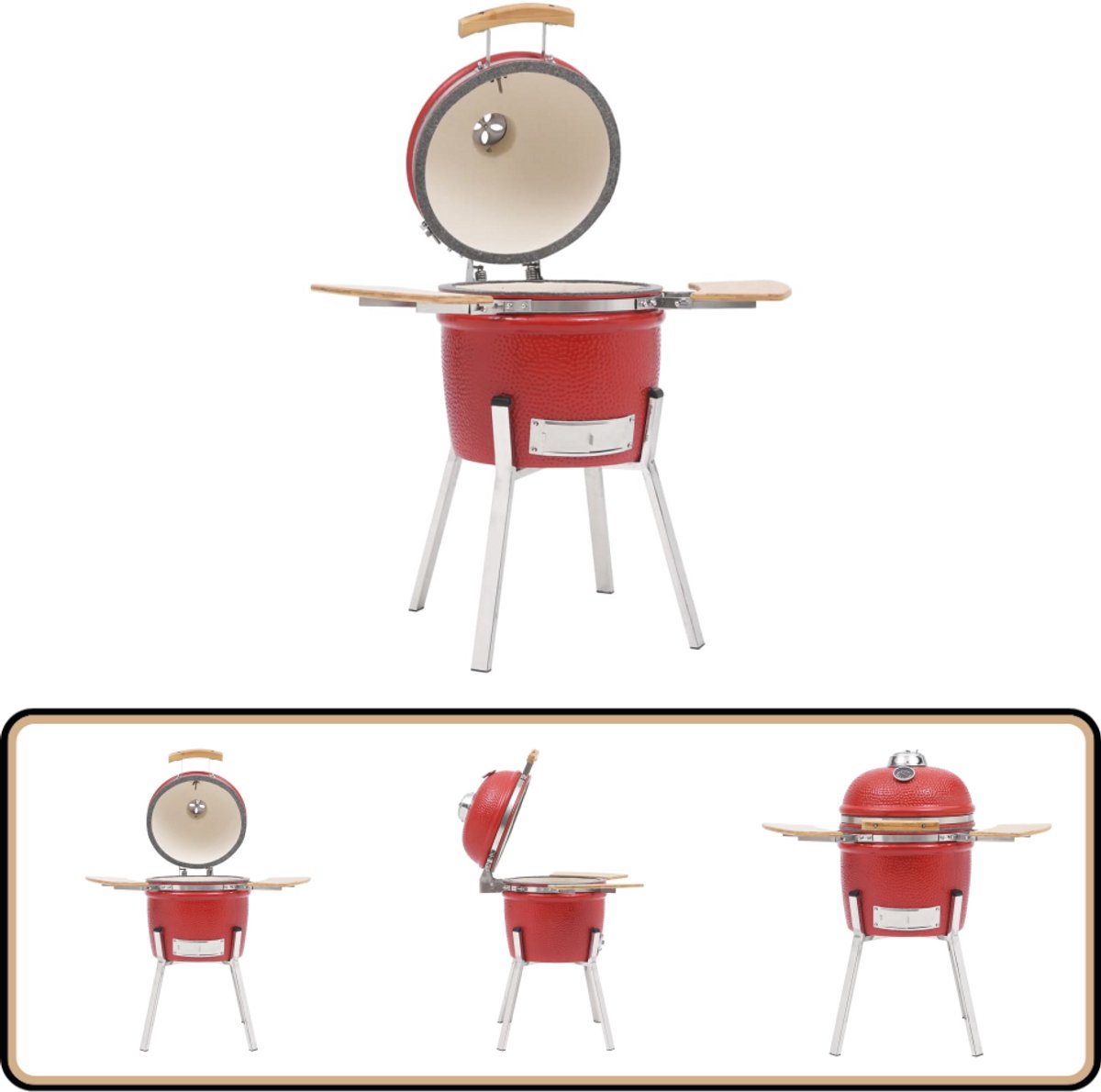 De vidaXL Kamado 81 cm keramische houtskoolbarbecue rood in één oogopslag