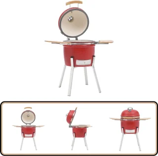 vidaXL Kamado 81 cm keramische houtskoolbarbecue rood