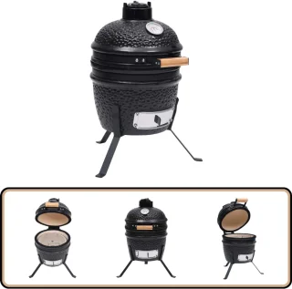 vidaXL Kamado BBQ 56 cm keramische houtskoolbarbecue zwart