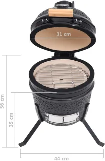 vidaXL Kamado BBQ 56 cm keramische houtskoolbarbecue zwart