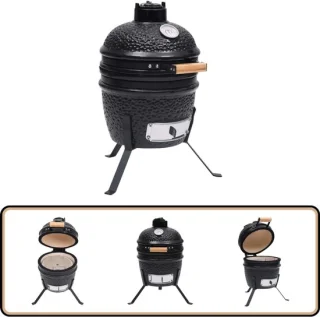 vidaXL Kamado BBQ 56 cm keramische houtskoolbarbecue zwart