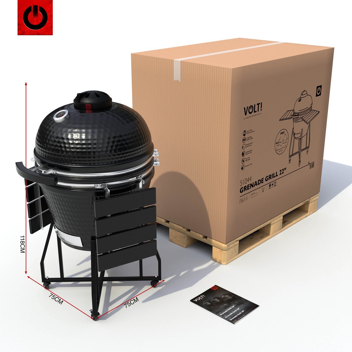 VOLT! Kamado BBQ 22 Inch Houtskoolbarbecue