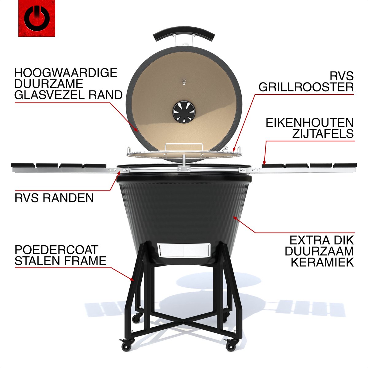 VOLT! Kamado BBQ 22 Inch Houtskoolbarbecue
