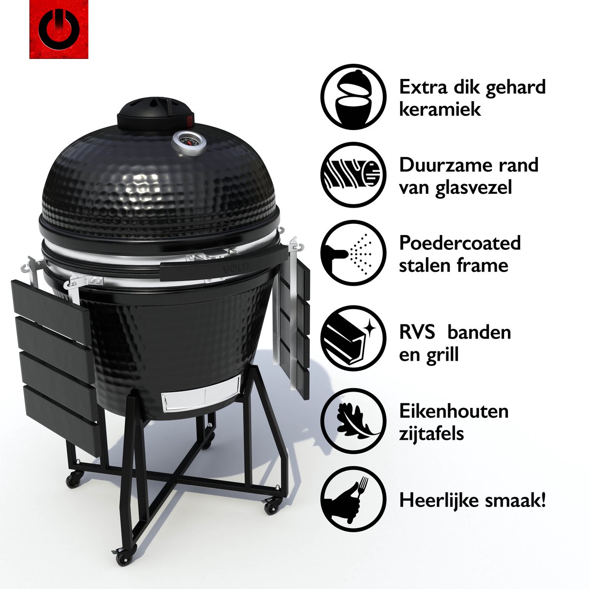 VOLT! Kamado BBQ 22 Inch Houtskoolbarbecue